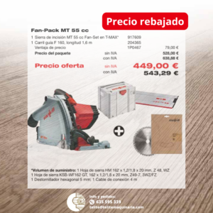 Sierra de incisión Fan-Pack MT 55 cc + Carril guía F 160 Mafell